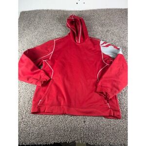 Nike Fit Therma Mens Hoodie Red Grey Graphic Pullover Sweatshirt Large